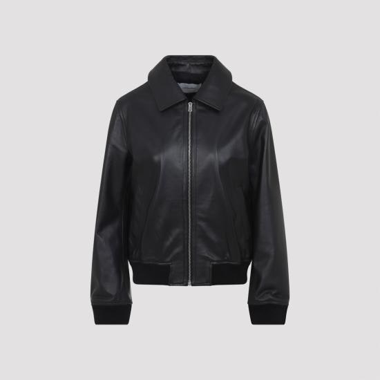 YVES SALOMON Women Leather Jackets 26E25EYV20155APXX C99 NOIR