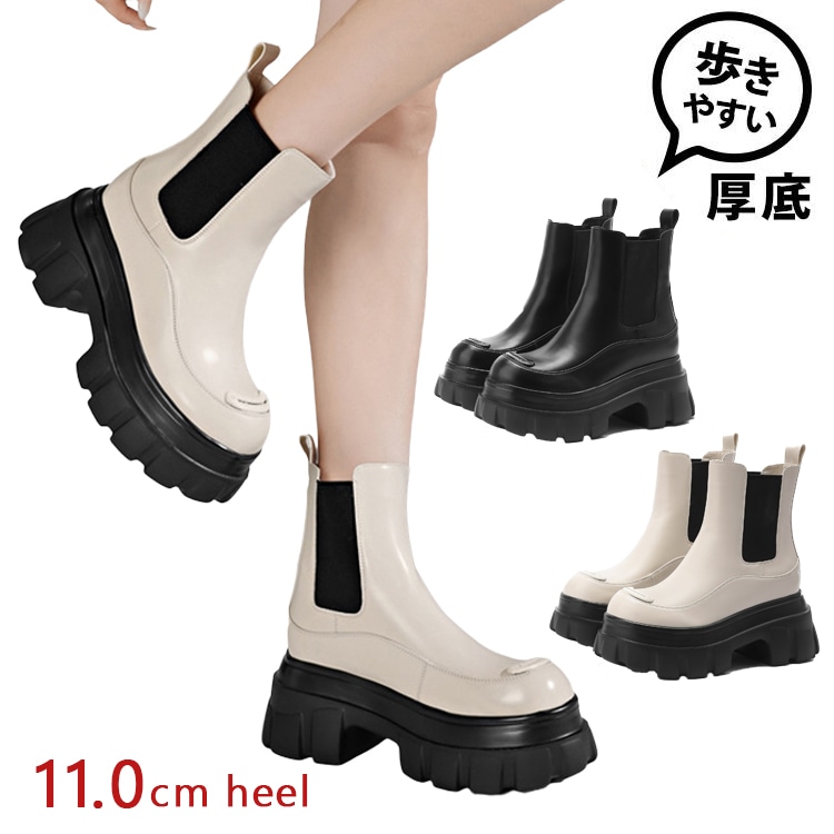 ショートブーツ レディース ブーツ 厚底ブーツ 11cmヒール サイドゴア ミドルブーツ 歩きやすい ゆったり ローヒール 軽量 歩きやすい 滑らない 履きやすい 通学 通勤 疲れない 脱 5,925円