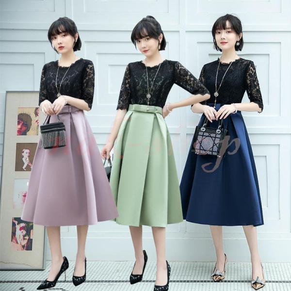 パーティードレスパーティードレス 結婚式 服装 ドレス ワンピース 20代 10代 30代 nakフォーマルドレス 50代 女性 冬 赤 お呼ばれ 母親 親族 袖あり　フォーマルワンピース