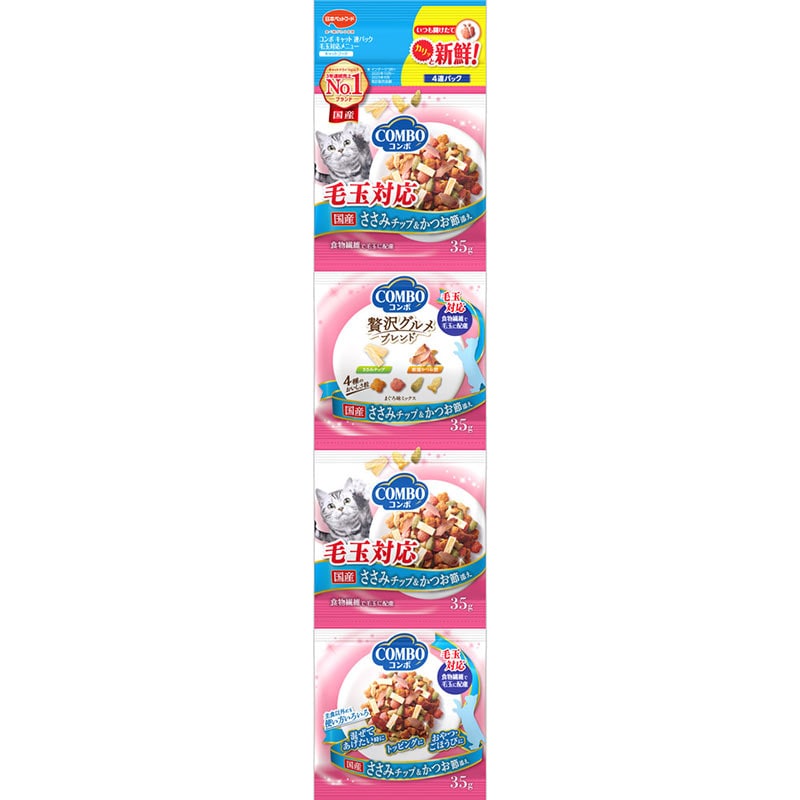 （まとめ買い）日本ペットフード コンボ キャット 連パック 毛玉対応メニュー ささみチップ/かつお節添え140g 猫用フード [x20]