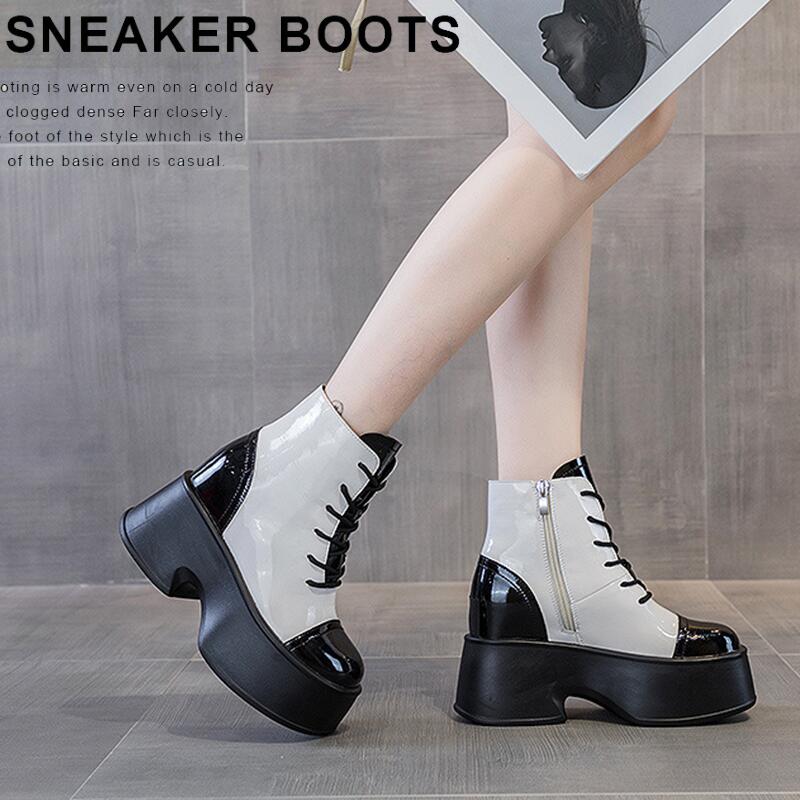 送料無料 ショートブーツ レディース 厚底 レースアップブーツ 編み上げブーツ 滑らない 歩きやすい ローヒール ブーツ ラウンドトゥ 痛くない 大きいサイズ 小さいサイズ カジュアル 防滑 スポ