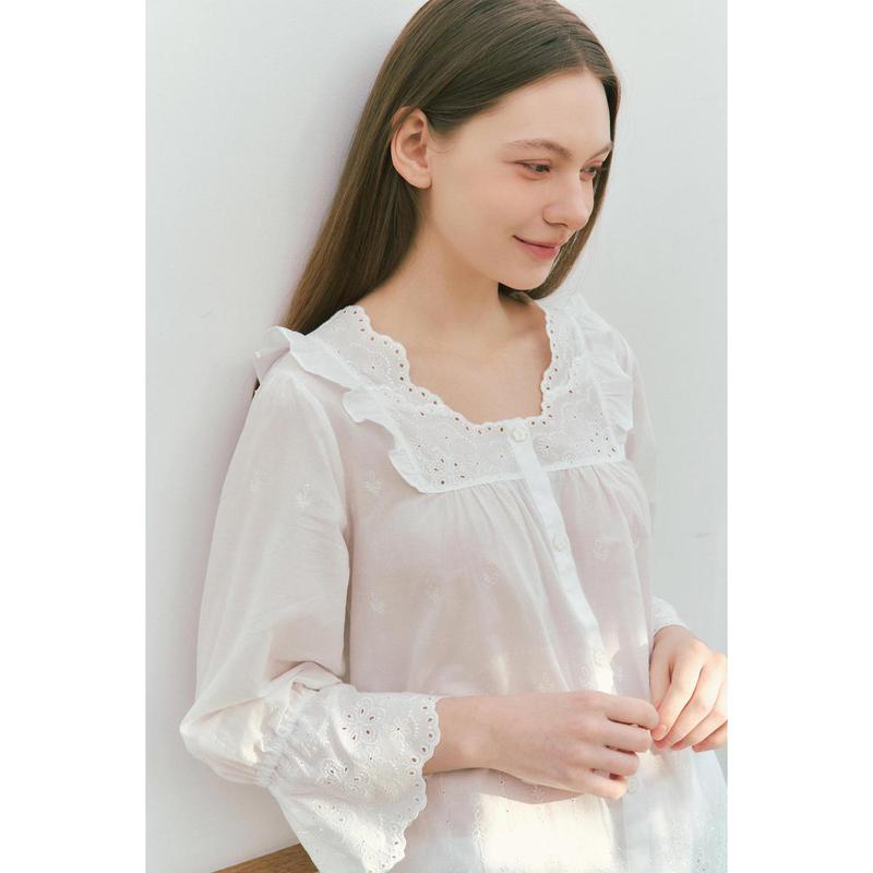 ネックラインレース女性パジャマ女子寝巻きVPAA209WIVCSG