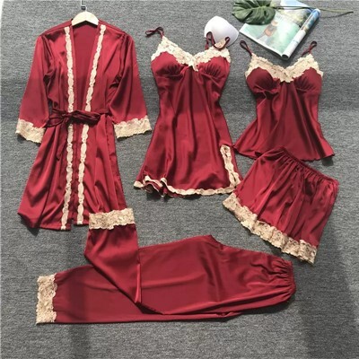 セットアップ パジャマ ナイトウェア ガウン ネグリジェ 袖あり 長袖 5点セット かわいい 可愛い きれいめ シンプル カジュアル 上品 おしゃれ かっこいい 可愛い 女子