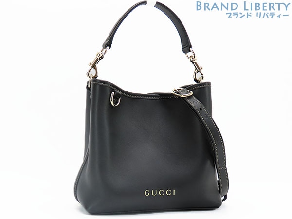 超美品グッチGGエンブレムミニバケットバッグ2WAYバケツ型ハンドバッグショルダーバッグショルダーポーチブラック