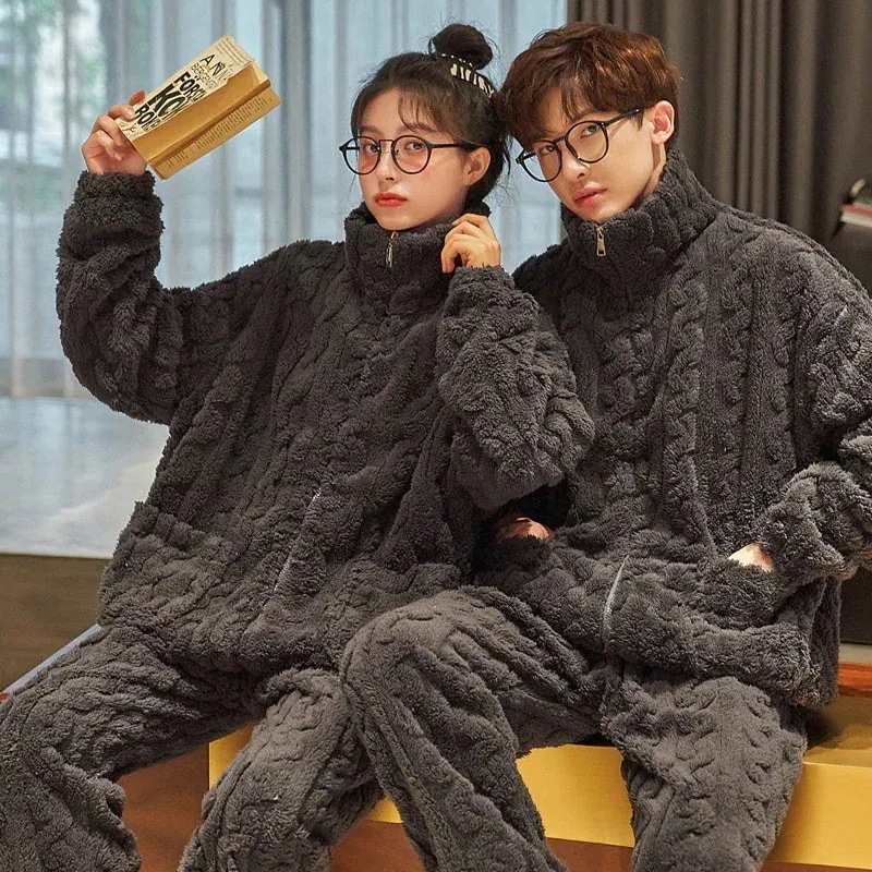 【本日限定】 メンズパジャマ レディース ルームウェア もこもこ ヘアパジャマ カップル ルームウェア 冬 長袖パジ モコモコパジャマ 修学旅行
