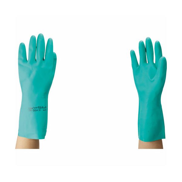 （まとめ）アンセル 耐油/耐薬品ニトリル手袋アルファテック ソルベックス 中厚手 M 緑[x10]