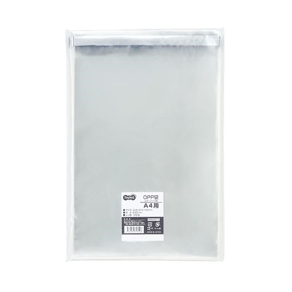 （まとめ） TANOSEE OPP袋 フタテープ付A4用 225310+40mm 1セット（500枚：100枚5パック） 10セット