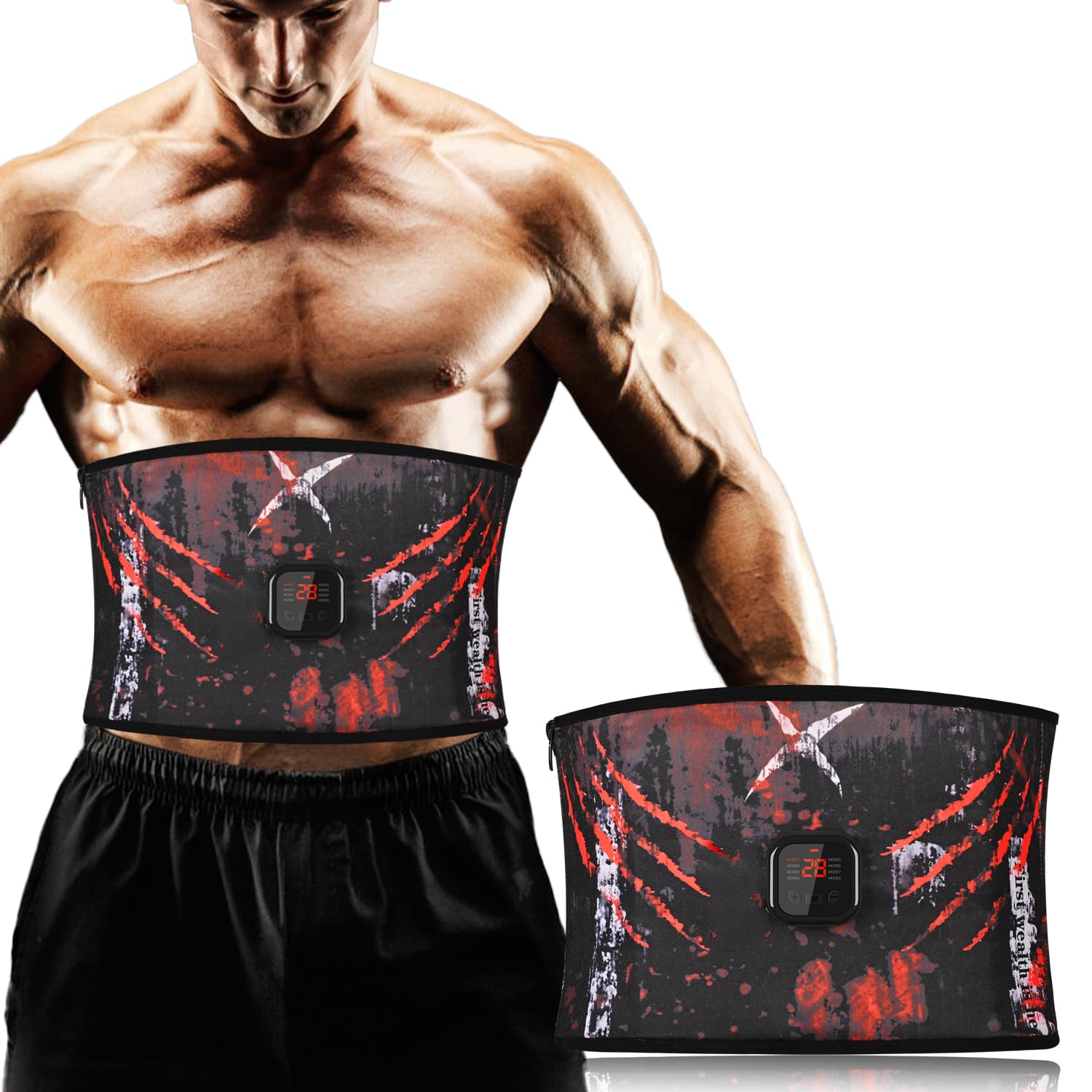 【2025全新モデル 洗えEMS腹筋ベルト】ジェルシート不要 8種類モード 30段階強度 柔らかい軽い生地 USB充電式 液晶表示 腹筋エクササイズ 腹筋トレーニング器具 サイズ調節可能 男女兼用