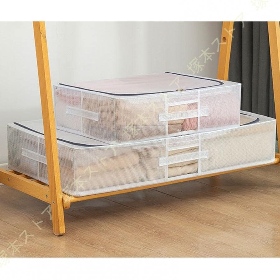ベッド下 収納ボックス 大容量 持ち手付き 衣類 布団 おもちゃ 可愛い 可視化 寝具の保管 耐久 防水 防塵 防湿 通気 丈夫 防虫 撥水 湿気防止 衣装ケース