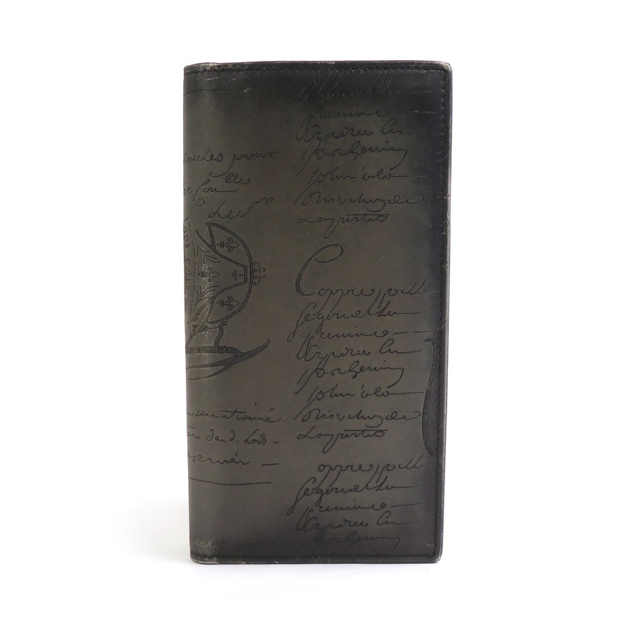 ベルルッティ Berluti 二つ折り長財布 イタウバ レザー ブラック系 メンズ h31322a