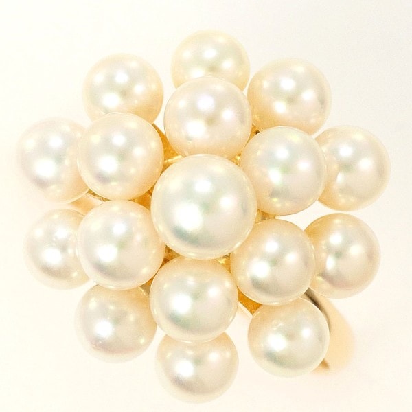 K18 18金 YG リング 11.5号 パール(真珠) 約3.5～4.5mm 中古