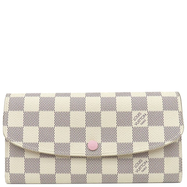 ルイヴィトン LOUIS VUITTON 長財布 ポルトフォイユ エミリー ダミエアズールキャンバス ローズバレリーヌ ゴールド金具 白 ピンク 二つ折り N41625 TA3107 【箱】【中古】
