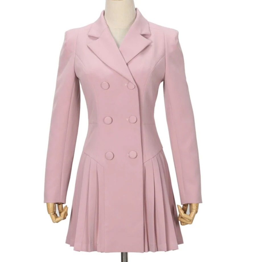 ワンピース レディース ショート 長袖 襟付き Vネック プリーツ 大人可愛い きれいめ シンプル 大人 上品 おしゃれ 無地 学生 通学 デート お出かけ イベント モテ ピンク グレー ブラック