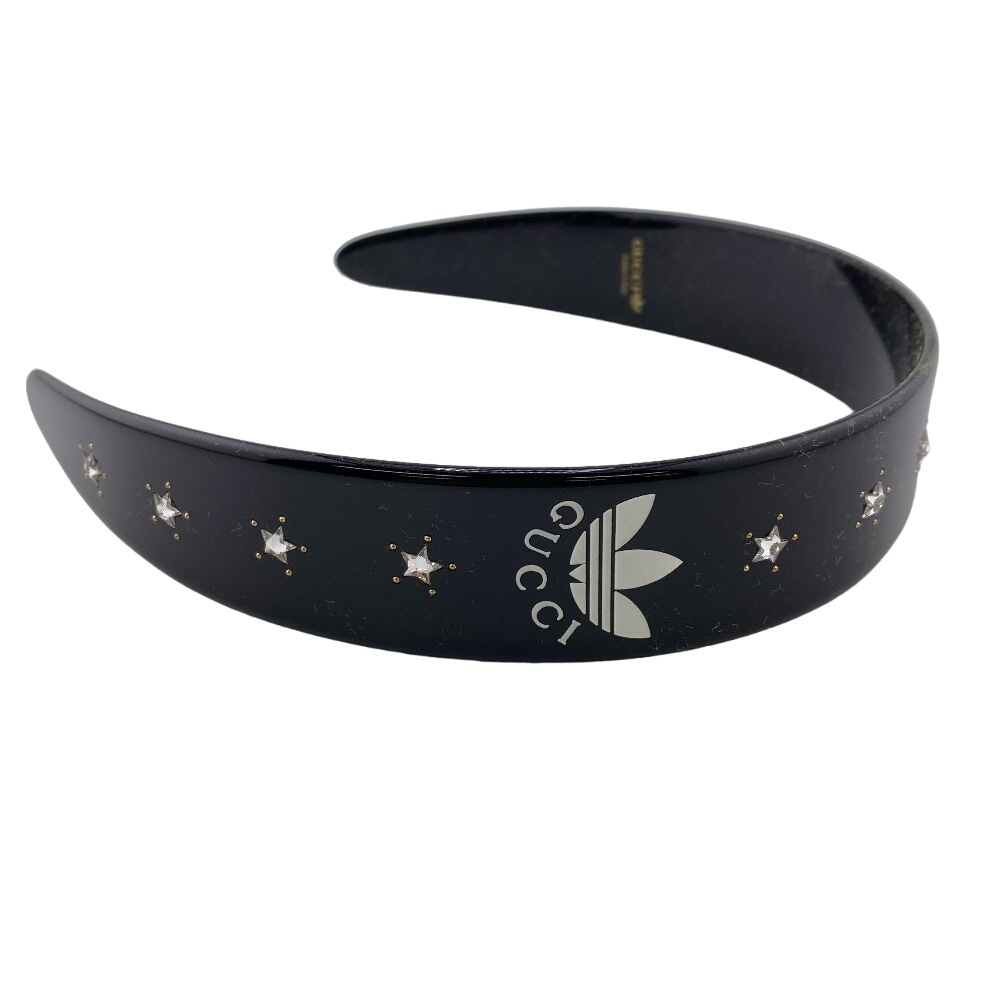 702950 アディダス カチューシャ ロゴ ラインストーン プラスチック ヘアアクセサリー ブラック レディース ブランド