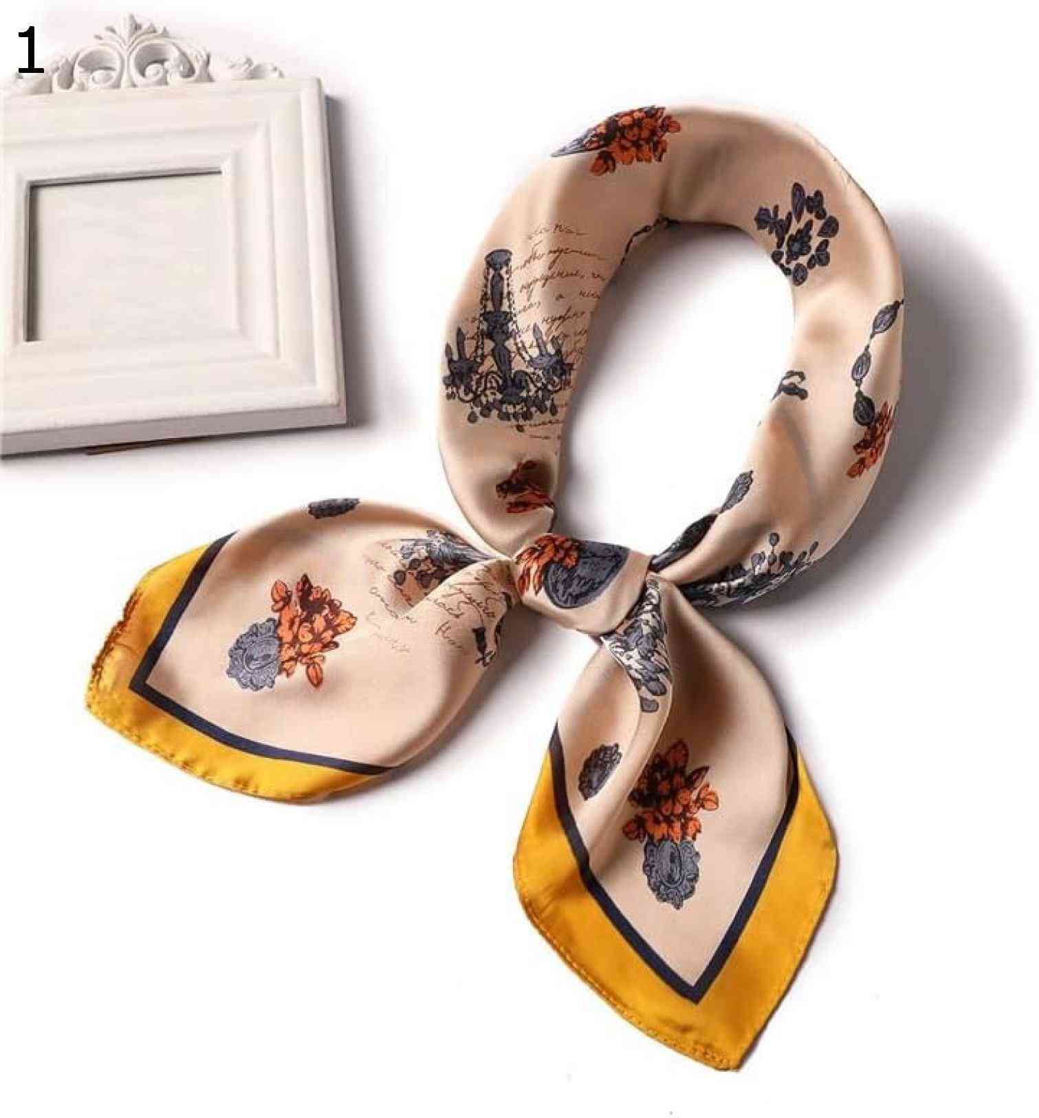 【20%OFFクーポン～】サテン レディース スクエア スカーフ バッグ アクセサリー ハンカチ ショール 綺麗な模様 レディース ラップ ヘッド ヘア : Size スカーフ : スカーフ Oran