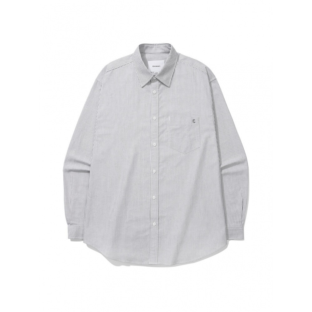 COVERNAT オックスフォードストライプシャツグレーシャツ・ブラウス