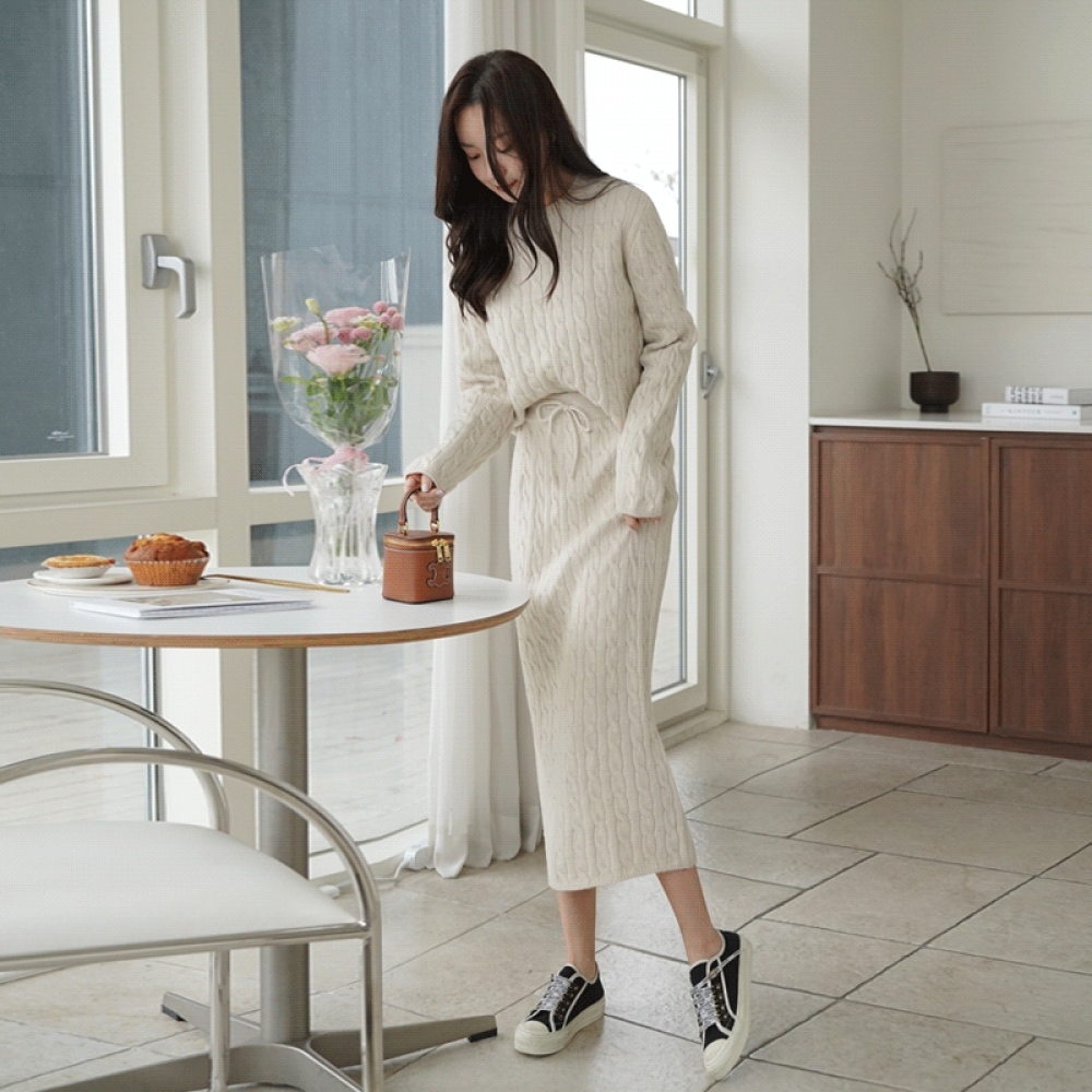 クリック＆ファニールーレットニットプレッツェルスカートSET