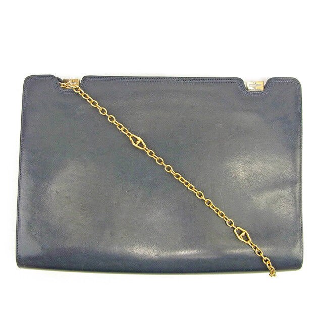 ショルダーバッグ チェーンショルダー ネイビー ゴールド 中古