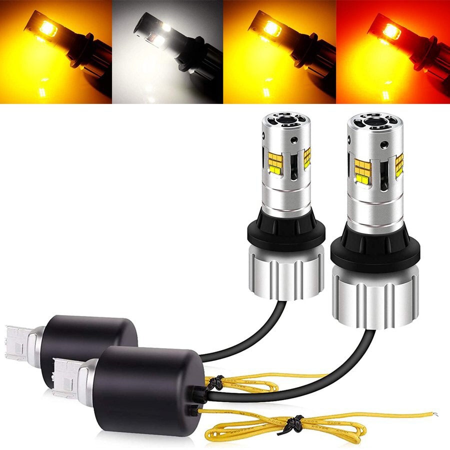 LED ウインカーポジションバルブ ツインカラー テール ブレーキ ツインカラー ホワイト アンバー レッド アンバー ハイフラ防止抵抗内蔵 60W 3600LM