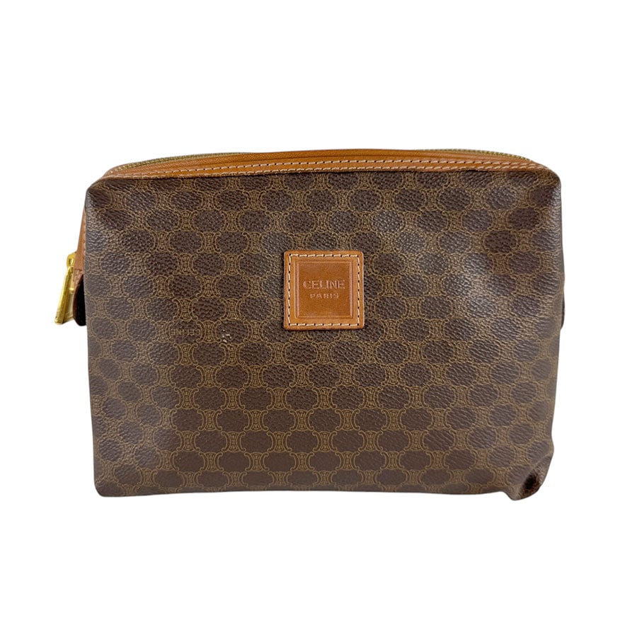 セリーヌ CELINE クラッチバッグ ポーチ マカダム PVCコーティングキャンバス ブラウン ユニセックス z4699