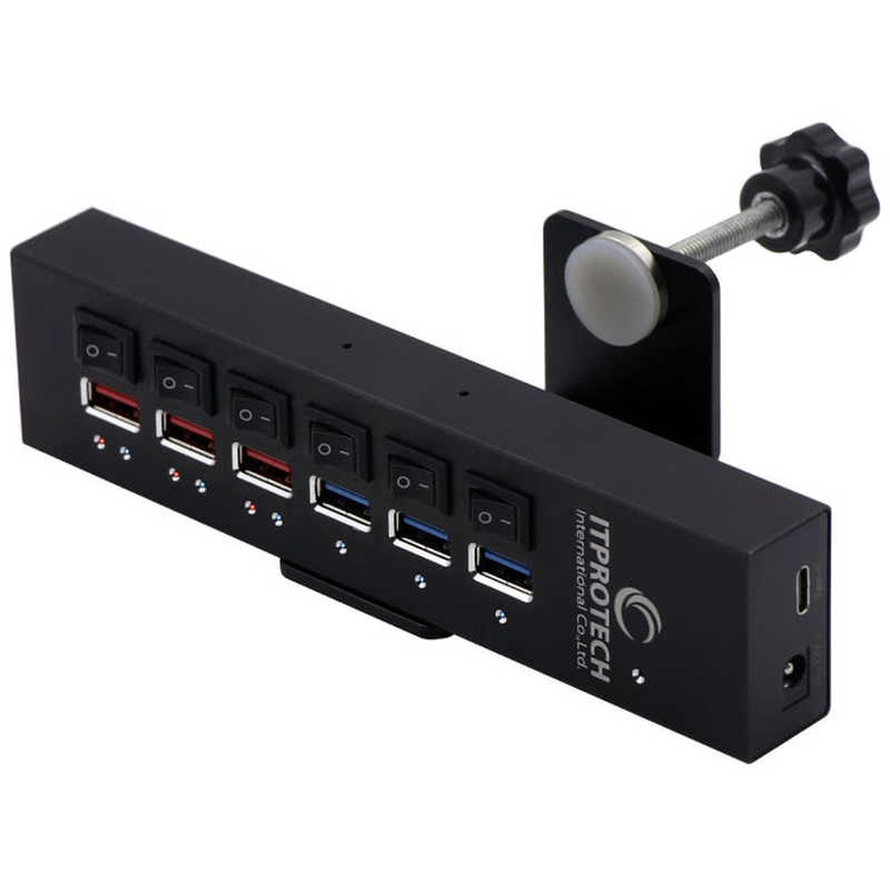 ITPROTECH　USB3.2パワーハブBLACK　IPT-POWER6HUB-BK2