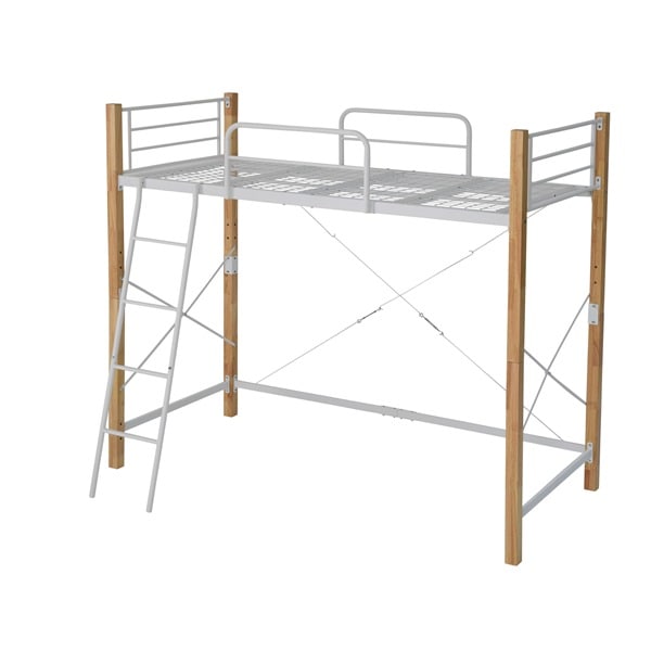 ロフトベッド ハイタイプ シングルベッド IRI-1043SET-WHNA ホワイト×ナチュラル