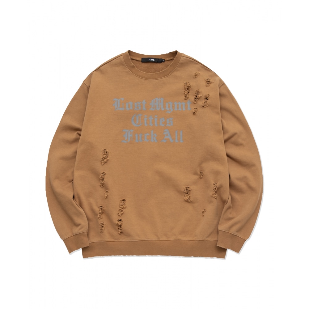 LMC [スウェット72時間のみ] LMC DISTRESSED EDGE F ALL SWEATSHIRT camel