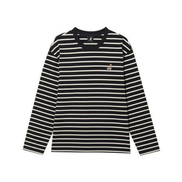 M 長袖Tシャツ CQK KRFC-LT35390BK ストライプ 長袖 Tシャツ 3539 ブラック