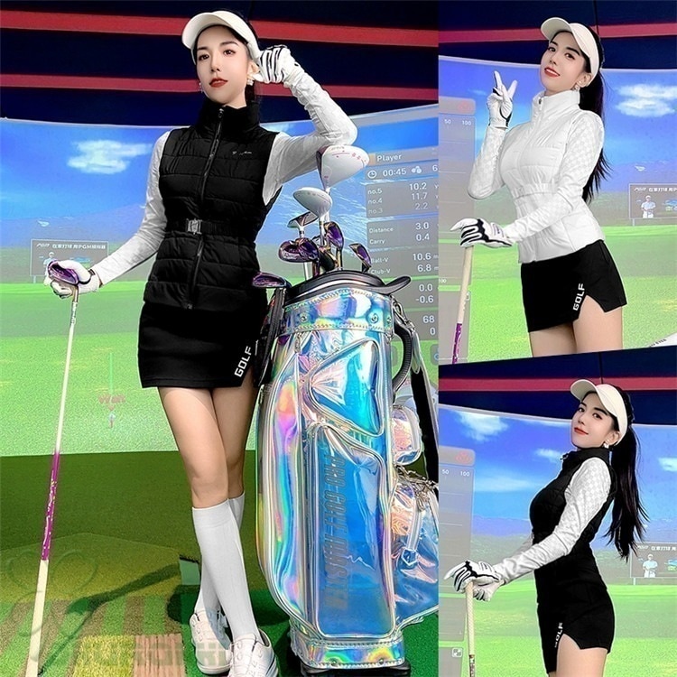 ゴルフベスト 中綿 レディース ジャケット ゴルフウェア 防風 保温 秋冬 スポーツウェア 女性用 カジュアル2411glnjk21
