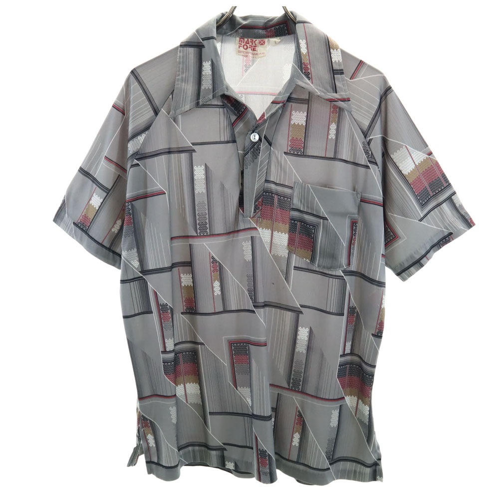 MARK FORE 70s USA製 ヴィンテージ 半袖 オープンカラー ポロシャツ L グレー メンズ 5,106円