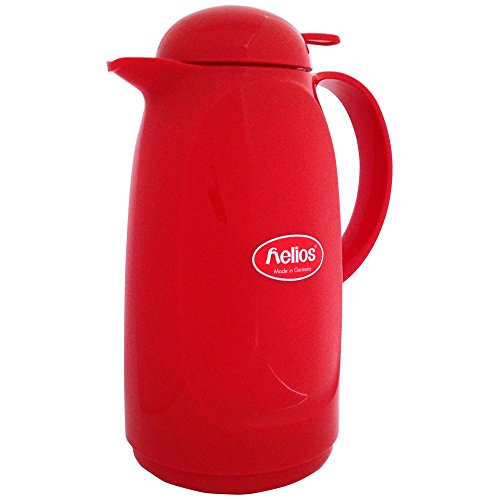 色：レッド helios ヘリオス リラックスプッシュ ガラス卓上魔法瓶 1L (レッド)