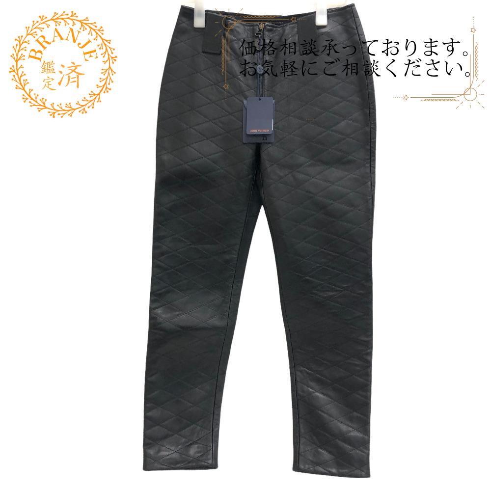 LOUIS VUITTON/ルイヴィトン ビトン 1AFFU7 マレタージュ 24SS 38 レザー パンツ ブラック レディース ブランド 黒