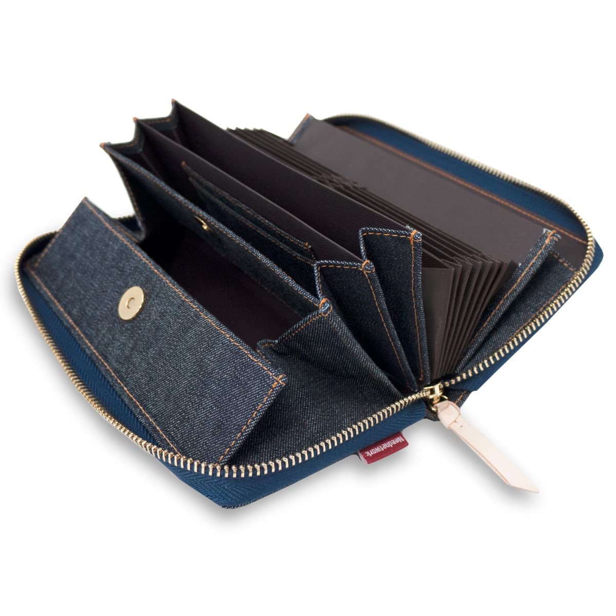 [ニードネットワーク] 日本が誇るデニム 多機能 財布 長財布 レディース カード収納 大容量 ラウンドファスナー ウォレット BOX型小銭入れ スキミング防止