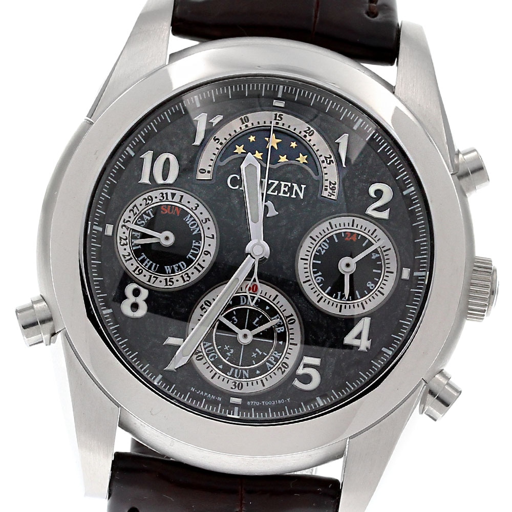 シチズン CITIZEN CTU57-0811 カンパノラ 黒橡 パーペチュアルカレンダー クォーツ メンズ 美品 箱付き_843273【中古】