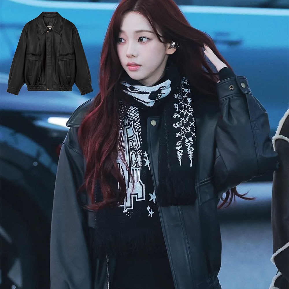 [AESPA KARINA 着用!] GLOWNY G LEATHER JACKET BLACK
