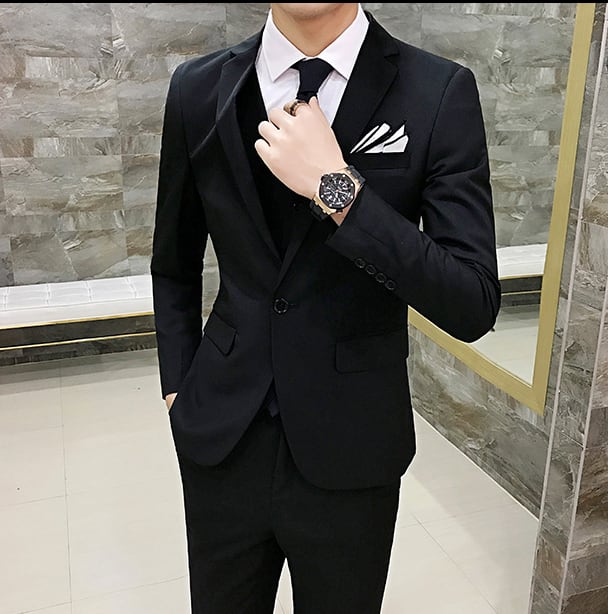 スーツ 紳士服 男 メンズ 人気 おすすめ おしゃれ お洒落 激安 安い プチプラ ３点セット スリーピース シングルスーツ ベスト ジャケット 一つ釦 パンツ スラックス 無地 su