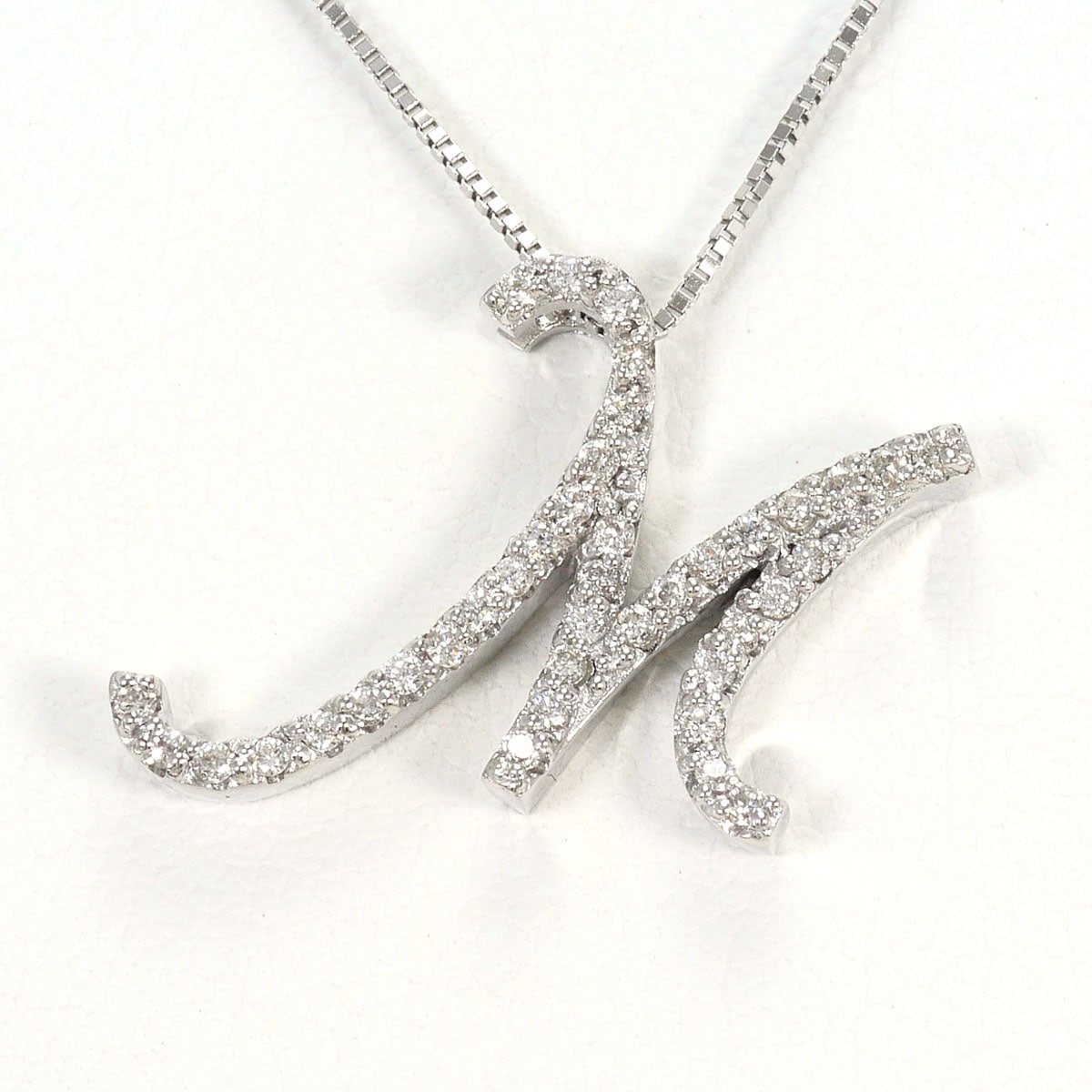 K18 18金 WG ホワイトゴールド ネックレス ダイヤモンド 0.21ct 鑑別書 総重量約3.5g 約40cm ジュエリー 中古