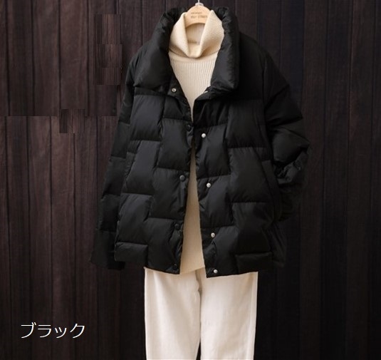 アウター トップス ダウン ジャケット コート 薄手 超軽量 ライト レディース ショートコート 大きいサイズ ルーズコート シングルブレスト ホワイトダックダウン 長袖 前開き カジュアル レトロ