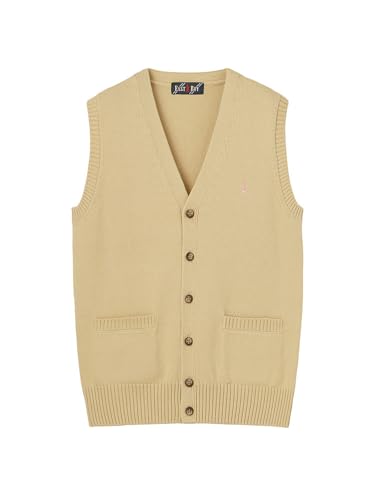 [イーストボーイ] セーターベスト 前開きベスト7G/ベビーピンク刺繍/サックス刺繍5206032 ベージュ×ベビーピンク(850)