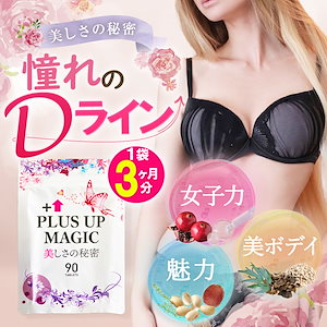【お得1袋3ヶ月分】バストケア サプリメント 女子力 魅力 バスト アップ 【プラスアップマジック】育乳 ボリューム アップ サプリ エスラチン ワイルドヤム ザクロ イソフラボン コラーゲン メガ割