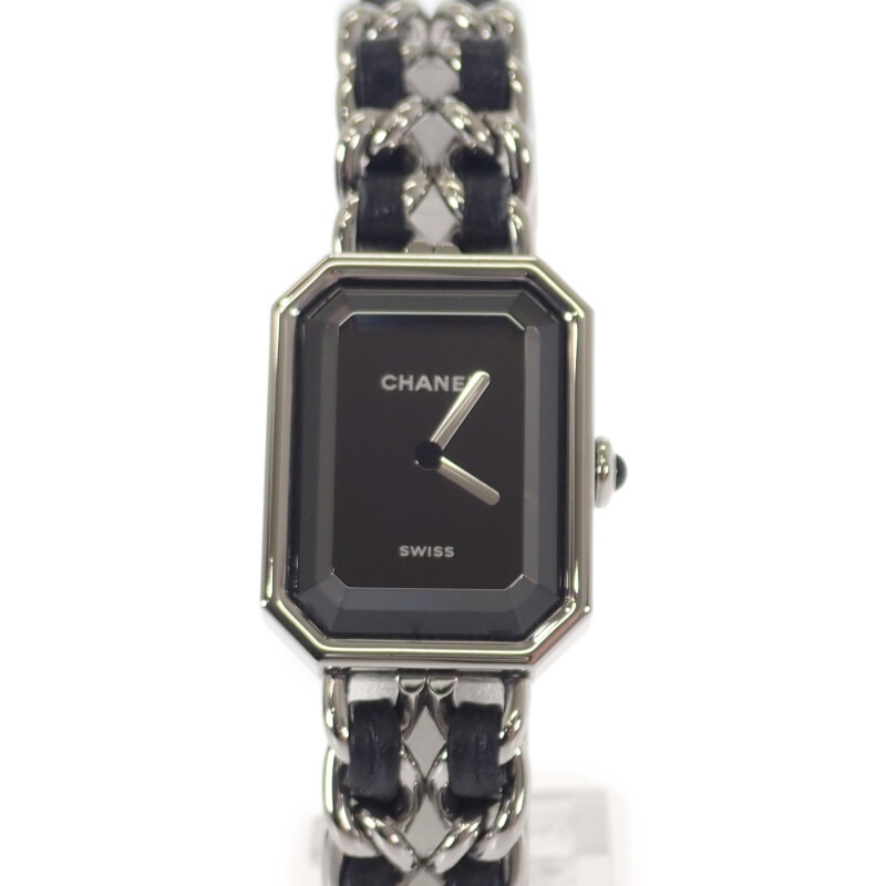 プルミエール アイコニックチェーン H7022 腕時計 ステンレススチール レザー クオーツ ブラック文字盤 L レディース【Aランク】