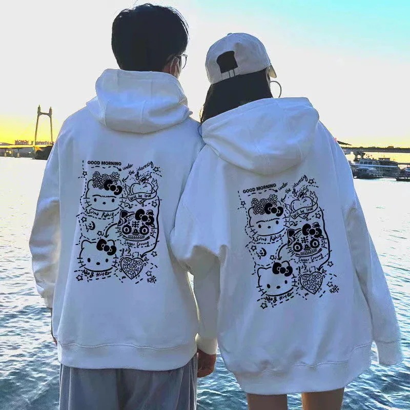 メガ割2枚セット パーカー ペアルック カップル レディース メンズ 男女兼用 可愛い キティちゃん トレーナー フード付き プルオーバー ペア服 トップス1617192