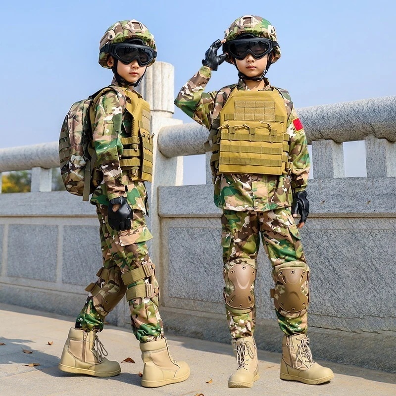 アーミー 子供用 迷彩服 スーツ 男の子 演出服 夏合宿 訓練服 ジッパー 中学生 軍服 訓練服 5,314円