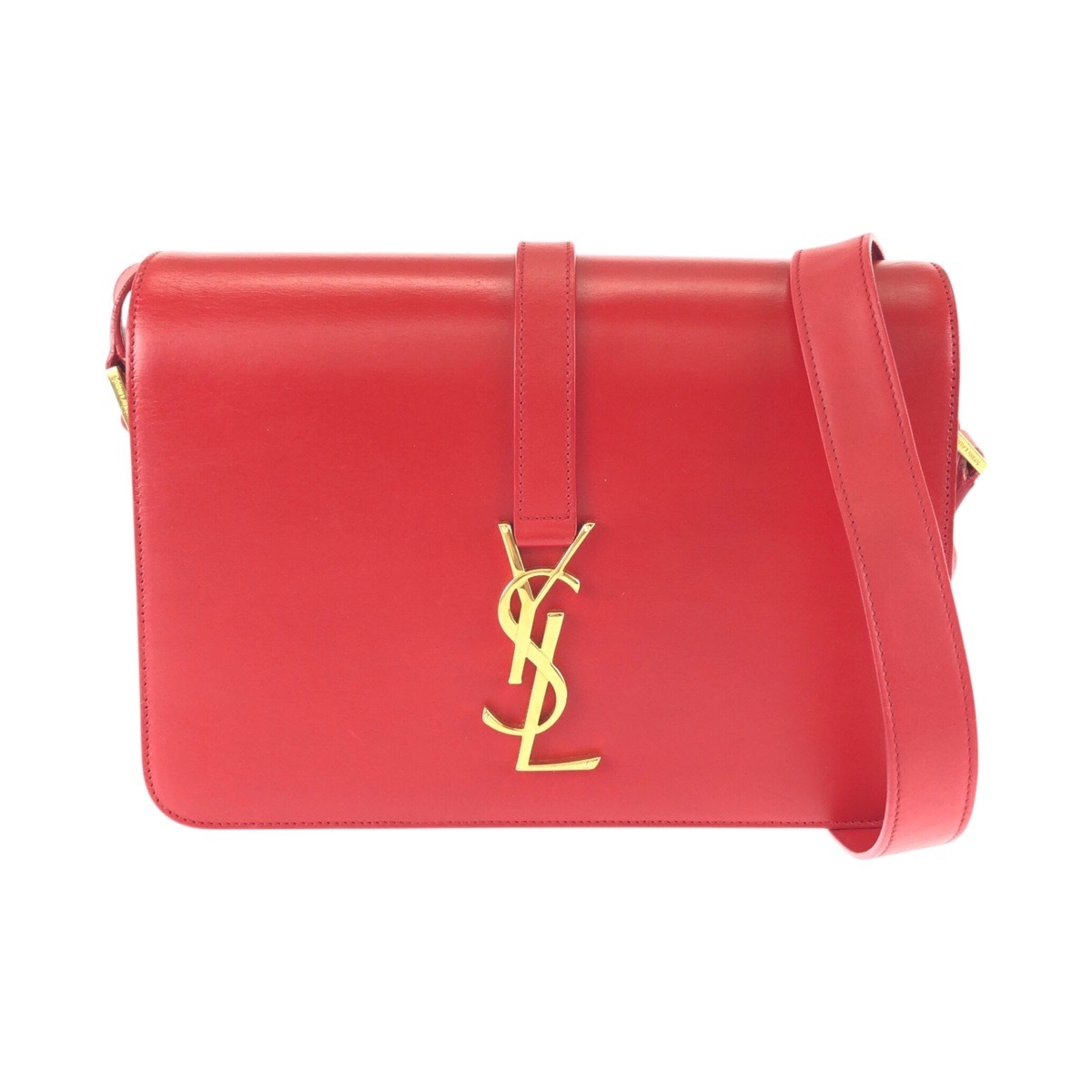 美品 YSL ユニベルシテ レッド ゴールド金具 レザー GN2357 403 0914 ショルダーバッグ ポシェット レディース 601751