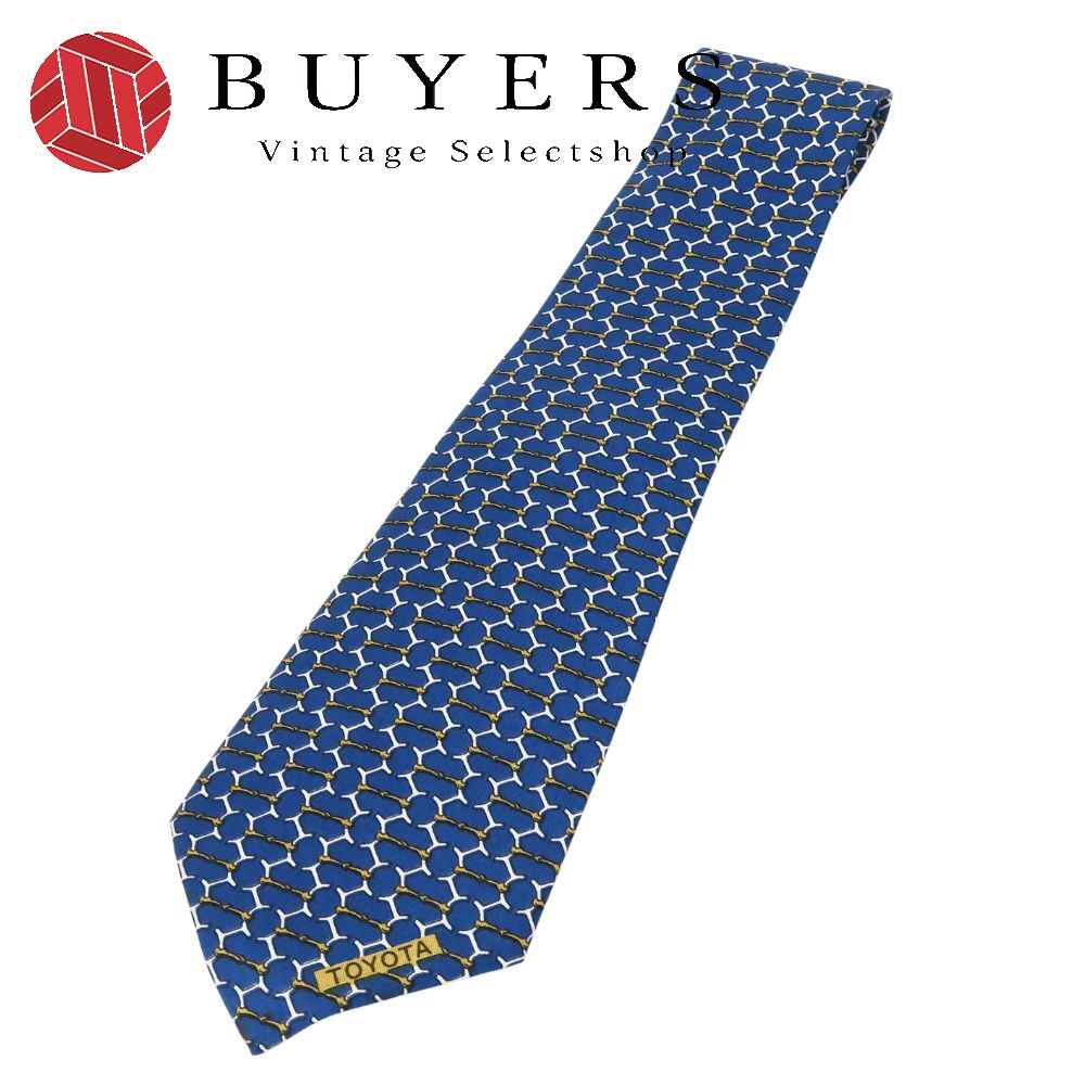 中古 ネクタイ シルク ブルー ホワイト トヨタ限定 スーツ ビジネス メンズ 男性