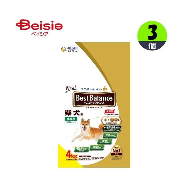 ユニ・チャーム ベスバラカリカリ柴犬用4kg×3 まとめ買い ペット 5,393円