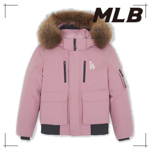 MLB公式 ダウン Goff Core Out Pocket FUR Goose Short Padded Jacket LA (L.Pink)