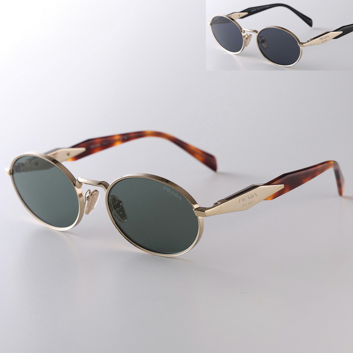 PRADA プラダ サングラス SPR 65Z レディース オーバル型 メタルフレーム フルリム クリングスタイプ ロゴ アイウェア カラー2色