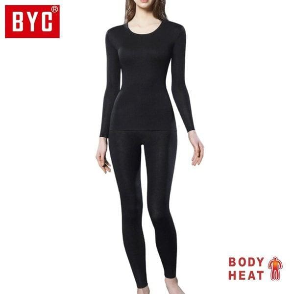 []ボディヒート ニューベーシック 女性上下(DOL7149-ブラック)