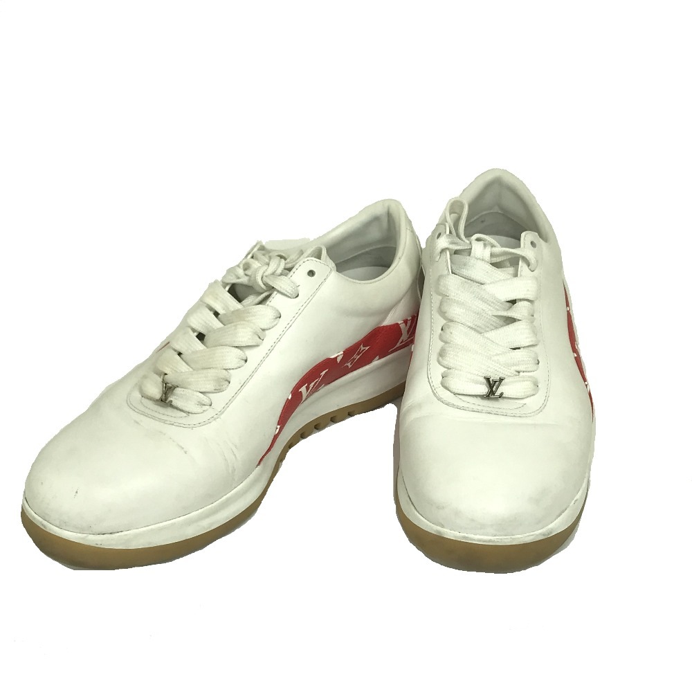 スニーカー 1A3EQ5 ランアウェイ モノグラム Supreme コラボ レザー ホワイトレッド